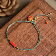 Buddha Stones Handmade Cinnabar As One Wishes Blessing Braid Double Layer Bracelet