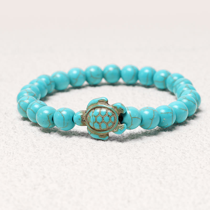 EverestArtStudios Natural Stone Sea Turtle Turquoise Blessing Bracelet