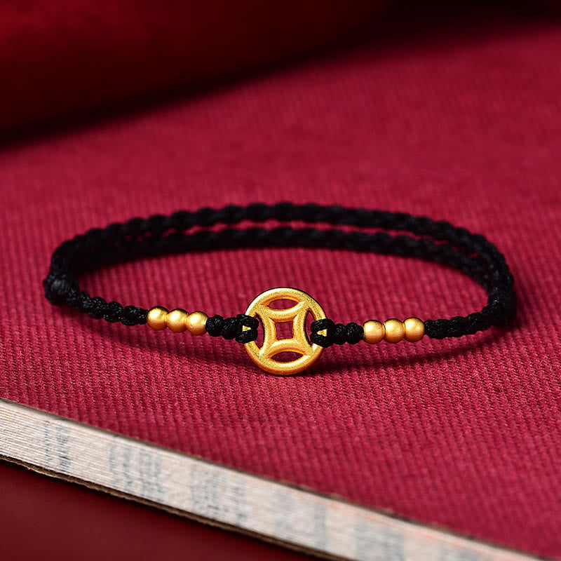 EverestArtstudios Copper Coin Strength Braided String Bracelet Anklet