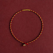 Buddha Stones 14K Gold Plated Handmade Red Gold Rope King Kong Knot Braided Luck Bracelet