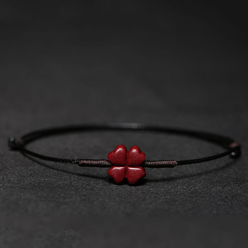 EverestArtstudios Handmade Plum Blossom Four Leaf Clover PiXiu Lotus Koi Fish Cinnabar Blessing Braid Bracelet