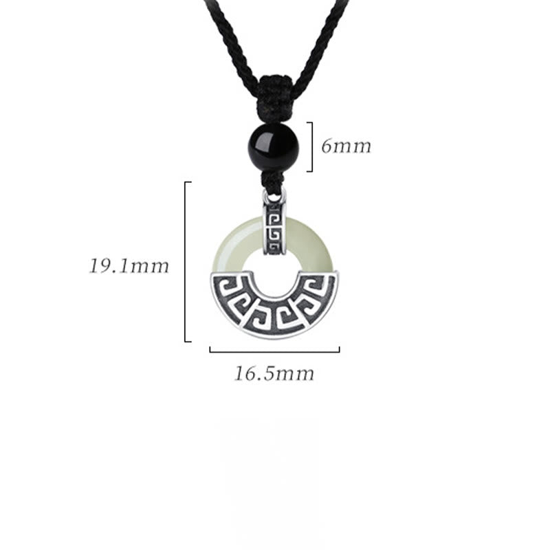 EverestArtstudios 925 Sterling Silver Natural Hetian Jade Peace Buckle Prosperity Necklace Pendant