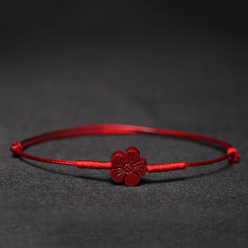 EverestArtstudios Handmade Plum Blossom Four Leaf Clover PiXiu Lotus Koi Fish Cinnabar Blessing Braid Bracelet