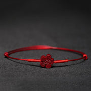 Buddha Stones Handmade Plum Blossom Four Leaf Clover PiXiu Lotus Koi Fish Cinnabar Blessing Braid Bracelet