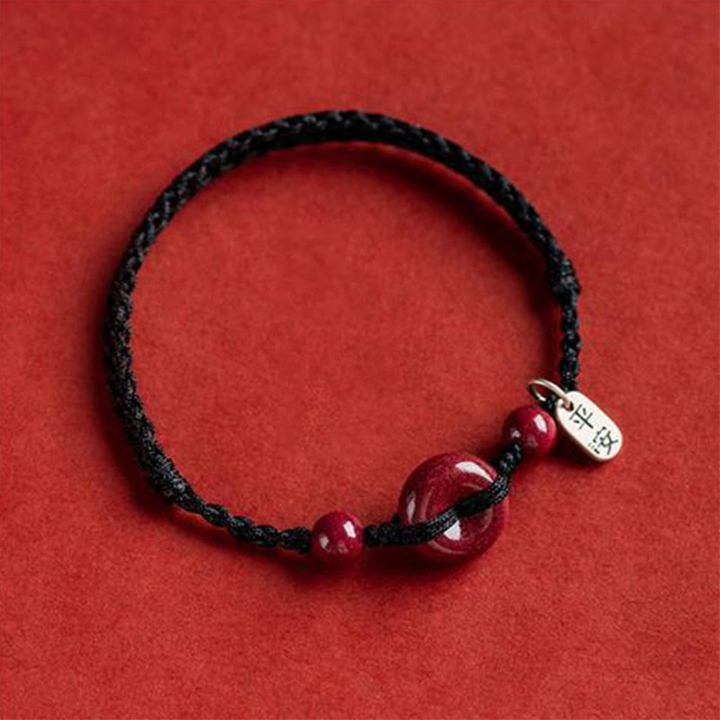 EverestArtStudios Handmade Cinnabar Peace Buckle Safe and Healthy Charm Blessing String Bracelet Anklet