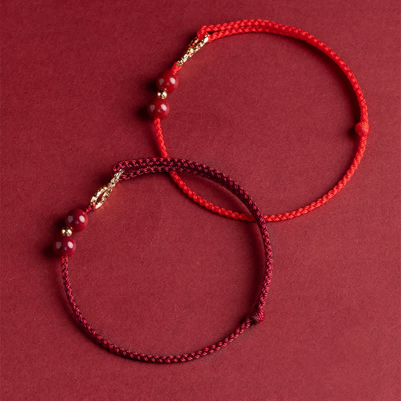 EverestArtStudios Cinnabar Blessing Red String Golden Infinity Symbol Bracelet Anklet