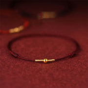 EverestArtStudios 925 Sterling Silver Golden Bead Protection Braided Rope Bracelet Anklet