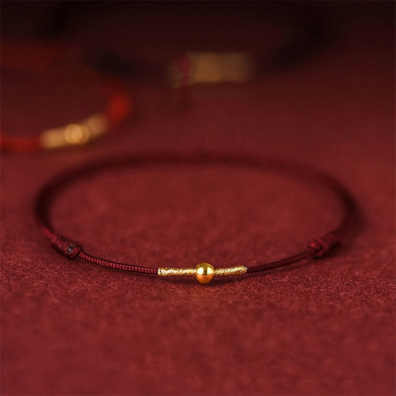EverestArtStudios 925 Sterling Silver Golden Bead Protection Braided Rope Bracelet Anklet