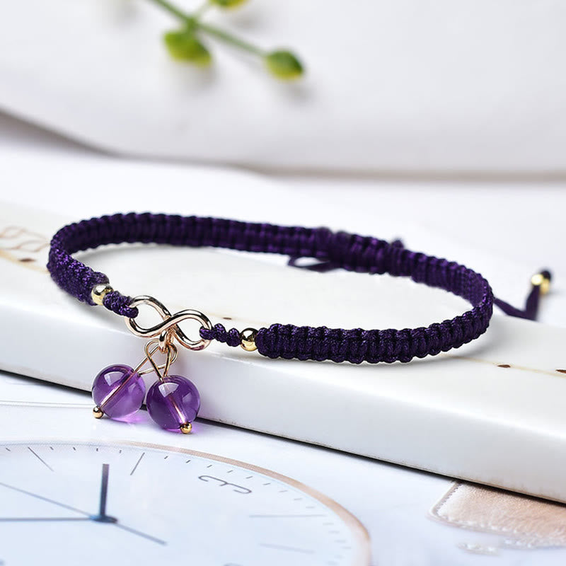 EverestArtstudios Natural Strawberry Quartz Amethyst Green Phantom Bead Positive Bracelet