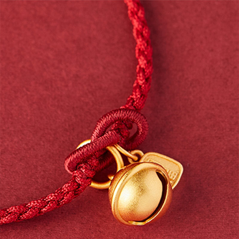 EverestArtstudios Handmade Fu Character Charm Luck Happiness Bell Red Rope Bracelet