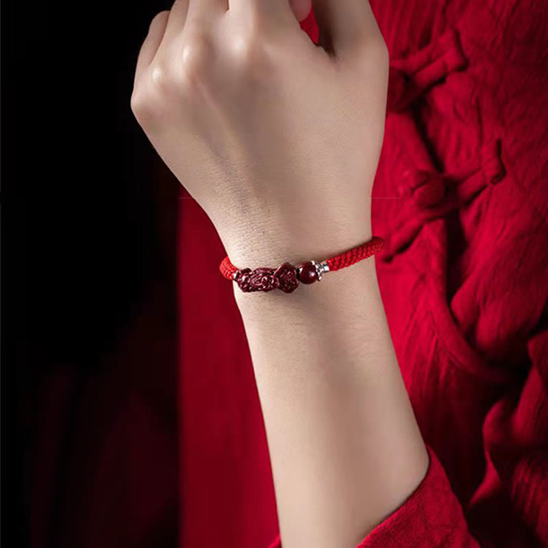 EverestArtstudios Handcrafted PiXiu Cinnabar Wealth Luck Braided Bracelet