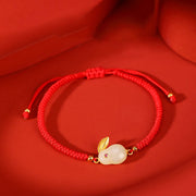 EverestArtstudios 925 Sterling Silver Year of the Rabbit Hetian White Jade Luck Red String Protection Bracelet