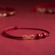 EverestArtstudios Cinnabar Blessing Red String Golden Infinity Symbol Bracelet Anklet