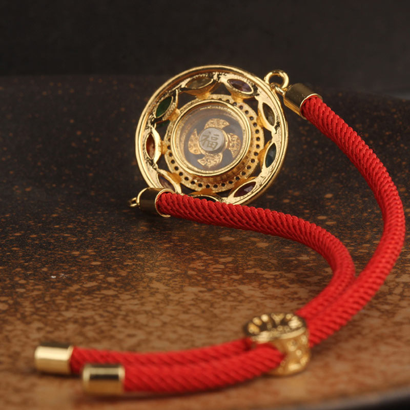 EverestArtstudios Colorful Zircon Copper Wealth Luck Rotation Bracelet Necklace Pendant
