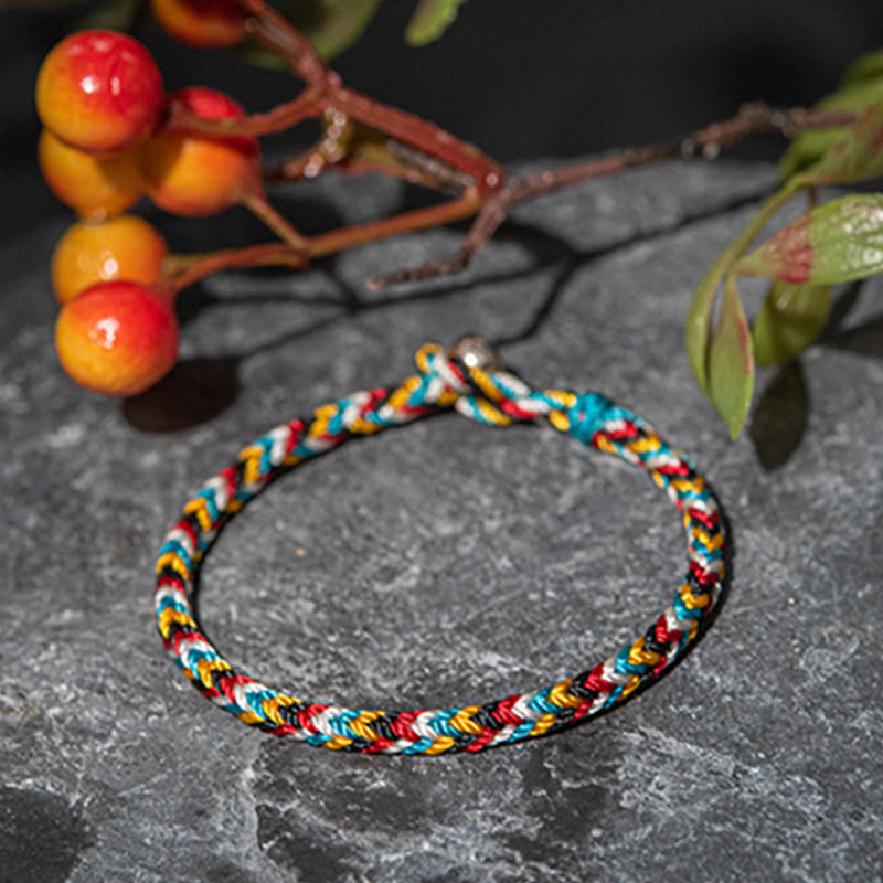 EverestArtstudios Tibet Handmade Five Color Thread Protection Braid String Bracelet