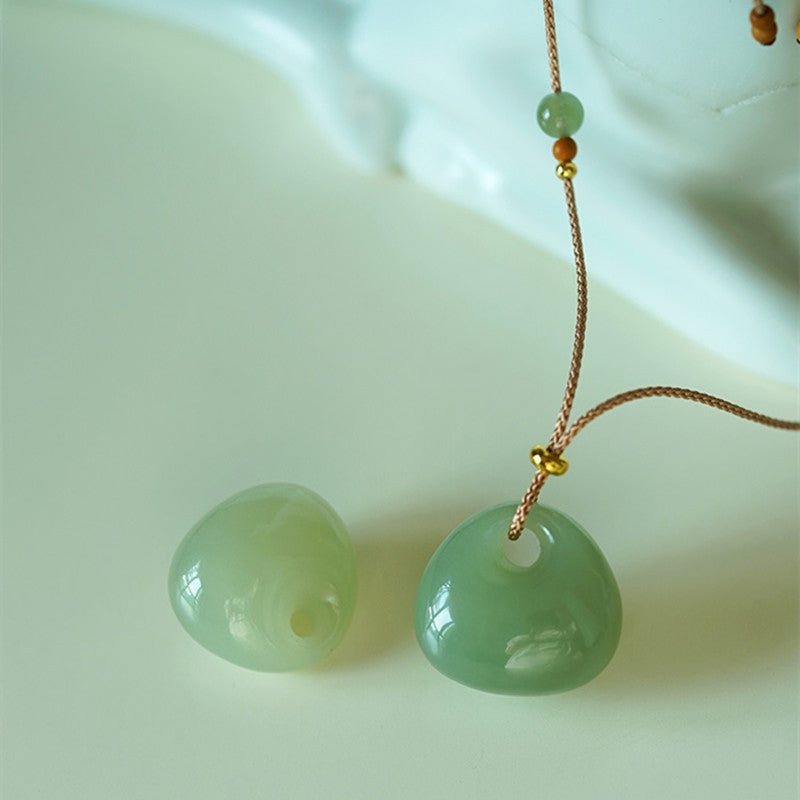 Buddha Stones Natural Jade Luck Prosperity Necklace Pendant