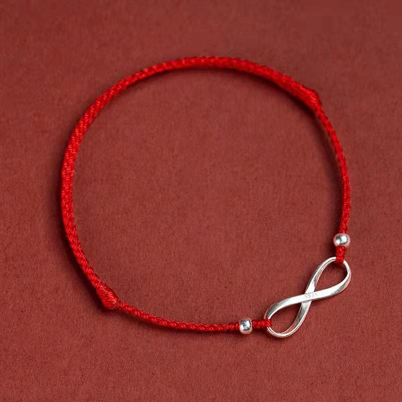 EverestArtstudios 925 Sterling Silver Endless Knot Protection Luck Red String Bracelet Anklet