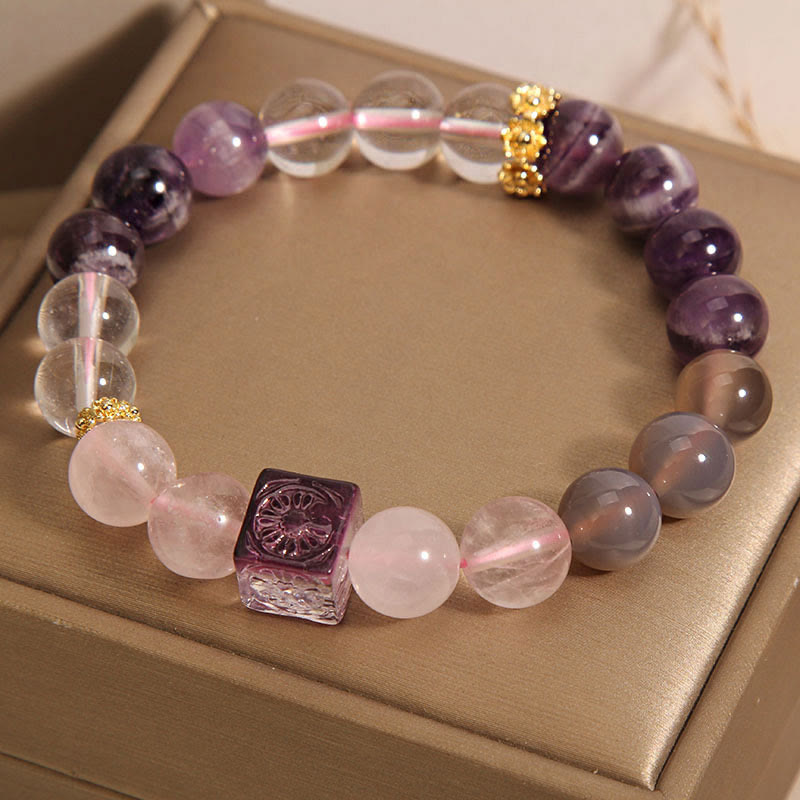 EverestArtstudios Natural Amethyst Pink Crystal Inner Peace And Healing Bracelet