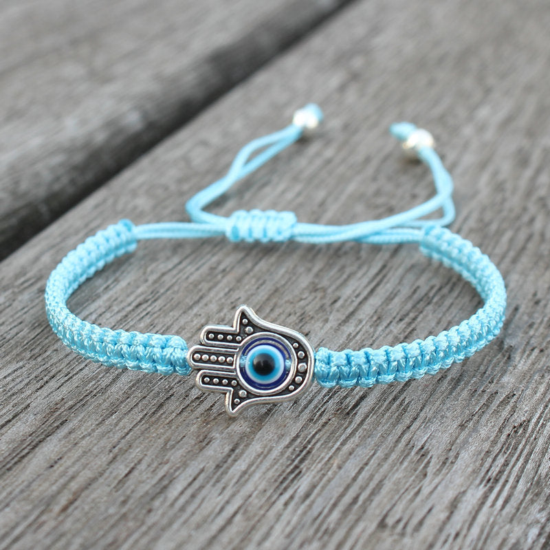 EverestArtstudios Handmade Hamsa Symbol Protection Luck String Bracelet