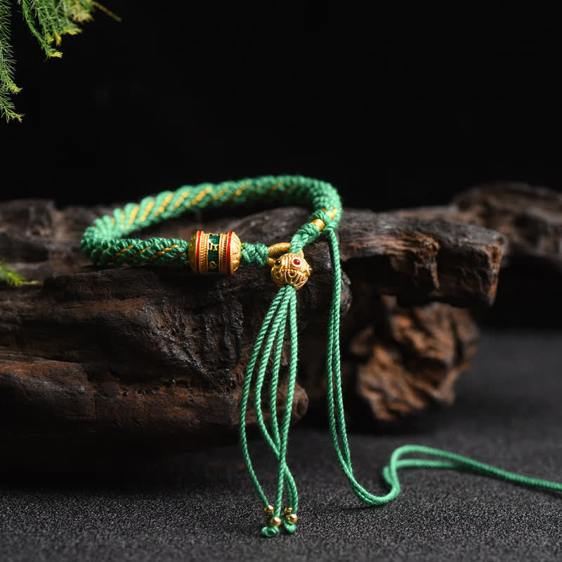 EverestArtstudios Tibetan Handmade Luck Prayer Wheel Bead Charm Weave Colorful String Bracelet