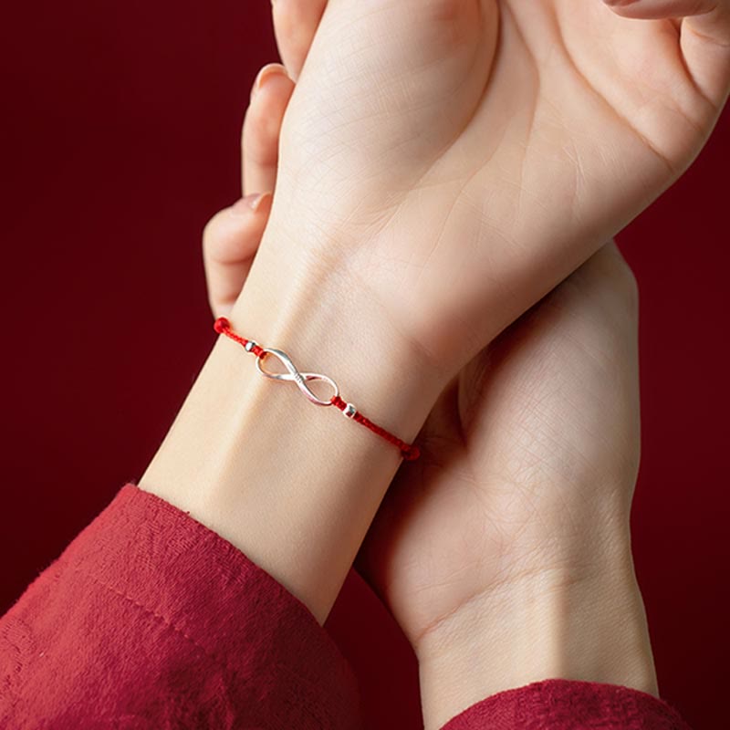 EverestArtstudios 925 Sterling Silver Endless Knot Protection Luck Red String Bracelet Anklet