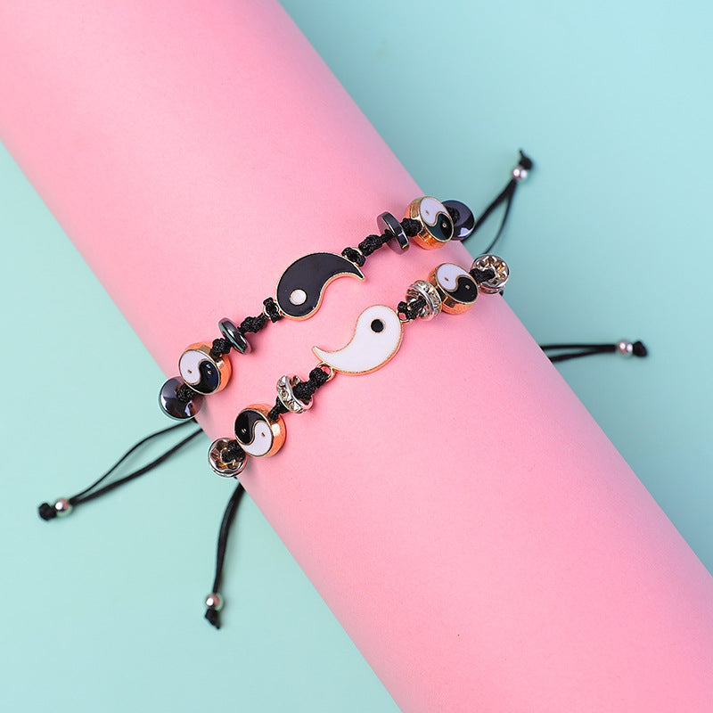 EverestArtStudios 2pcs Yin Yang Hematite Couple Bracelet
