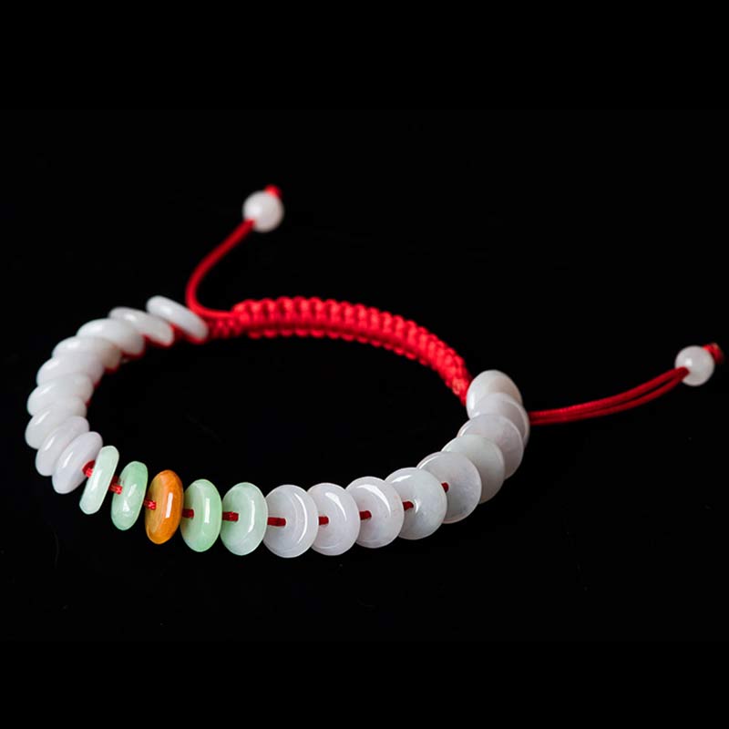 EverestArtstudios Round Jade Lucky Red String Weave Bracelet