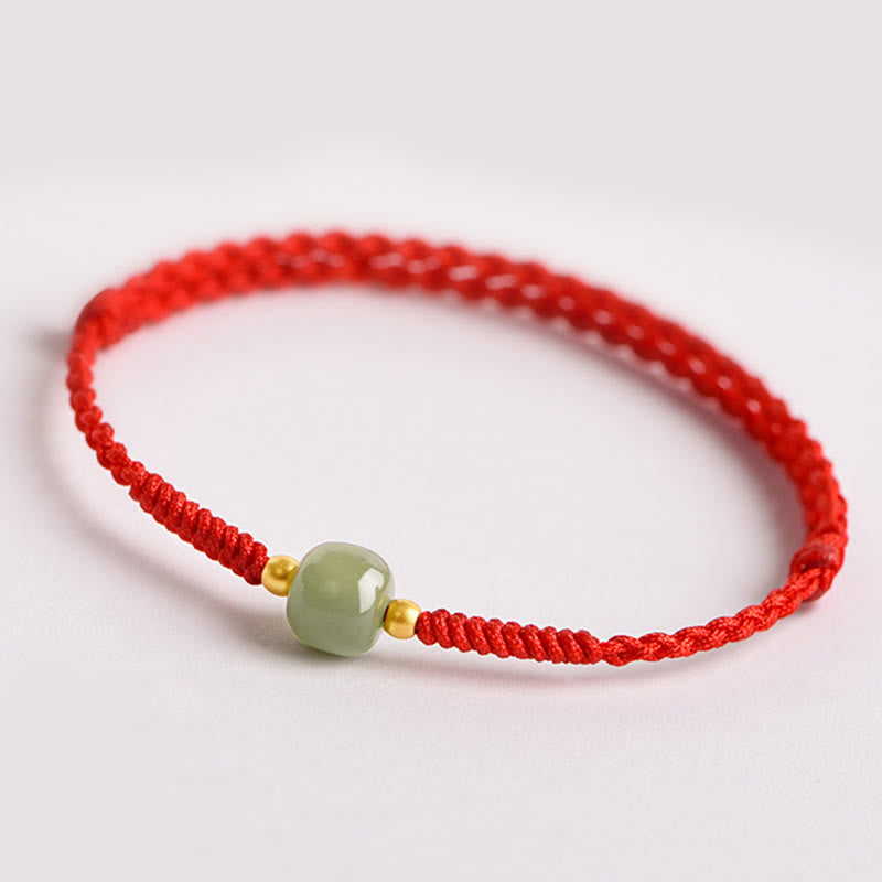 EverestArtstudios Handmade Jade Lucky Bead Prosperity Braided Bracelet