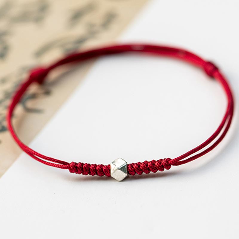 EverestArtstudios 925 Sterling Silver Luck Bead Protection Red String Thin Cord Braided Bracelet