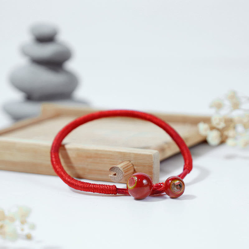 EverestArtStudios FengShui Lucky Red String Ceramic Bracelet