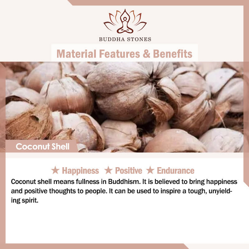 Buddha Stones Retro Coconut Shell Brass Copper Happiness Triple Wrap Bracelet