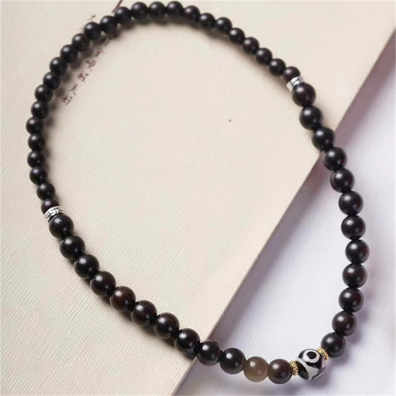 EverestArtStudios Tibet Ebony Wood Dzi Bead Balance Double Wrap Bracelet