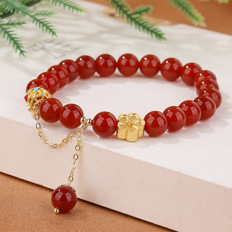 Buddha Stones Natural Red Agate White Agate Peach Blossom Self-acceptance Bracelet