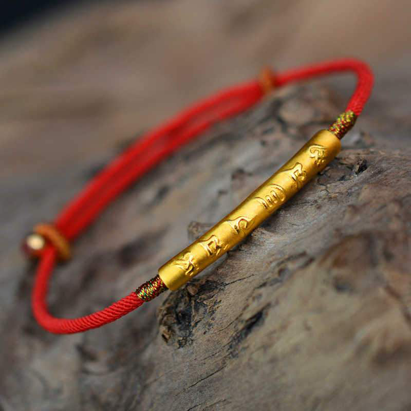 EverestArtStudios Tibetan Buddhist Handmade Mani Mantra Lucky Red String Bracelet