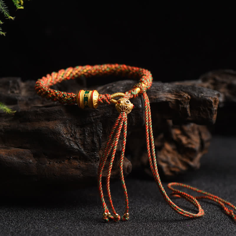 EverestArtstudios Tibetan Handmade Luck Prayer Wheel Bead Charm Weave Colorful String Bracelet