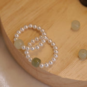 EverestArtstudios Round Jade Pearl Beads Luck Ring