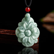 EverestArtstudios Natural Jade Kalanchoe blossfeldiana Flower Pattern Luck Necklace Pendant