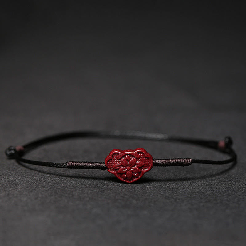 EverestArtstudios Handmade Plum Blossom Four Leaf Clover PiXiu Lotus Koi Fish Cinnabar Blessing Braid Bracelet