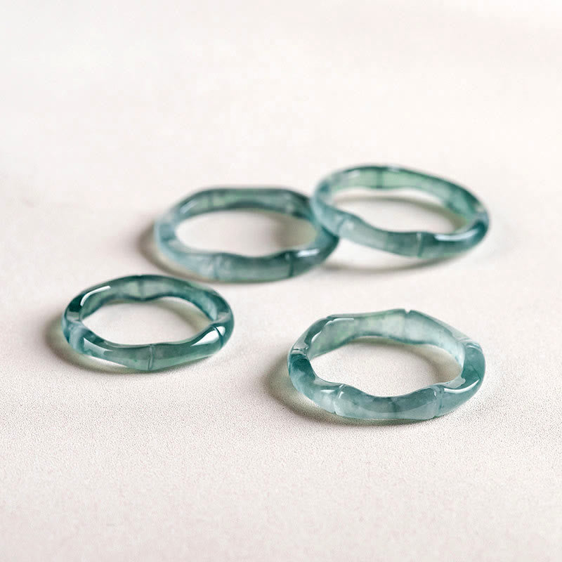 EverestArtstudios Natural Jade Bamboo Prosperity Abundance Ring