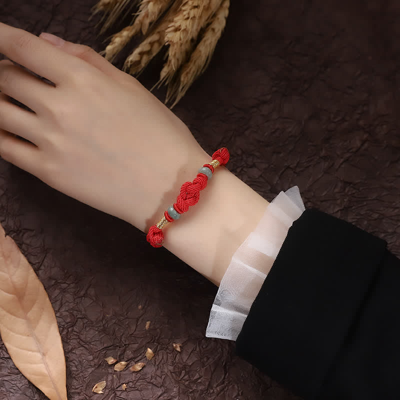 EverestArtStudios Red String Jade Luck Fortune Knot Braided Couple Bracelet
