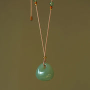Buddha Stones Natural Jade Luck Prosperity Necklace Pendant