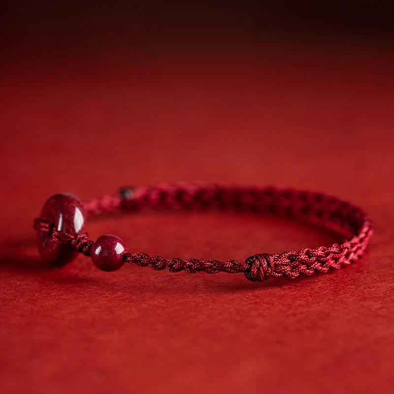 EverestArtStudios Handmade Cinnabar Peace Buckle Safe and Healthy Charm Blessing String Bracelet Anklet