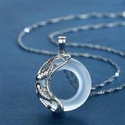 Buddha Stones Natural White Jade Koi Lucky Necklace