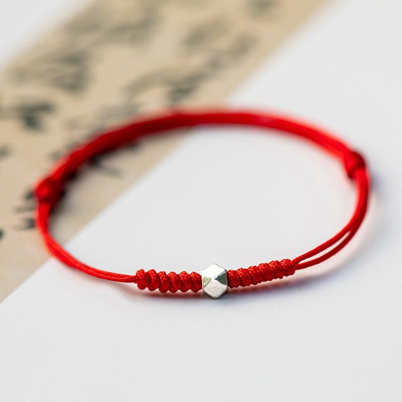 EverestArtstudios 925 Sterling Silver Luck Bead Protection Red String Thin Cord Braided Bracelet