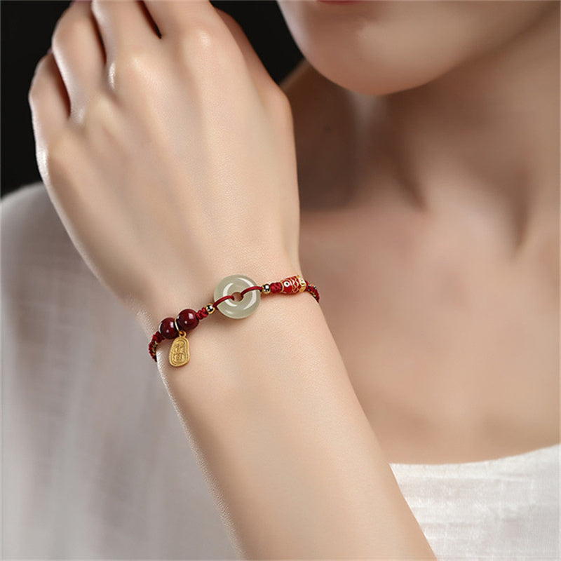 Bracelet koï disque jade Hetian argent 925