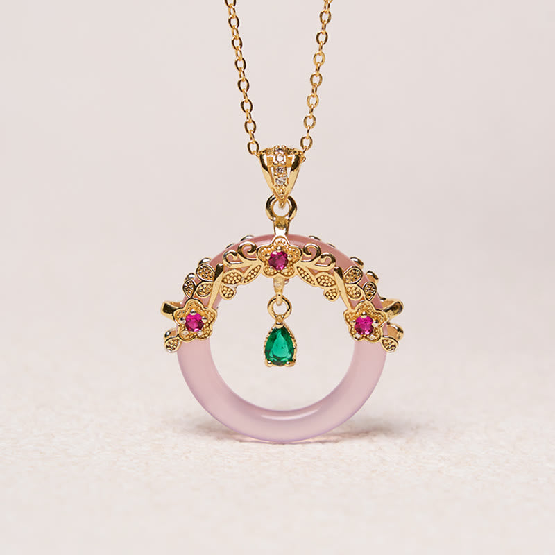 EverestArtstudios Green Chalcedony Peace Buckle Design Strength Necklace Pendant