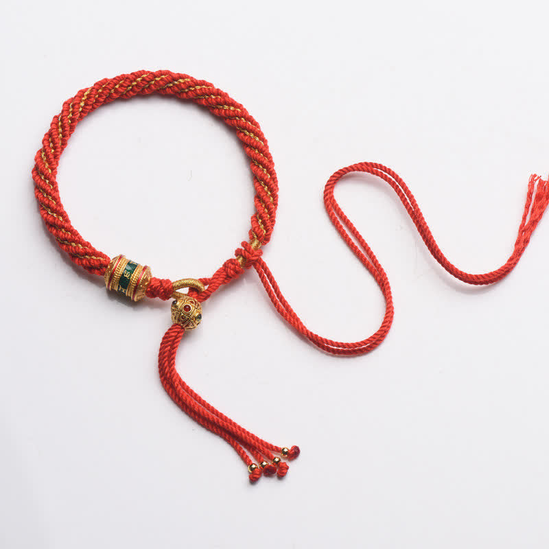 EverestArtstudios Tibetan Handmade Luck Prayer Wheel Bead Charm Weave Colorful String Bracelet