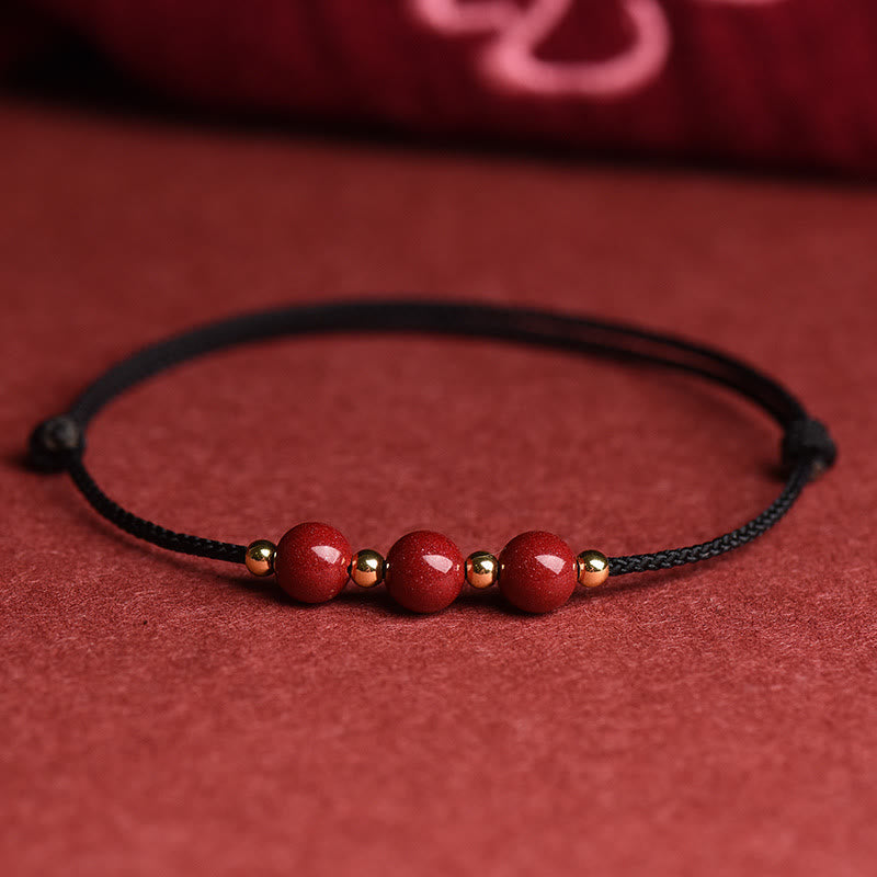EverestArtstudios Natural Lucky Cinnabar Bead Blessing String Bracelet Anklet
