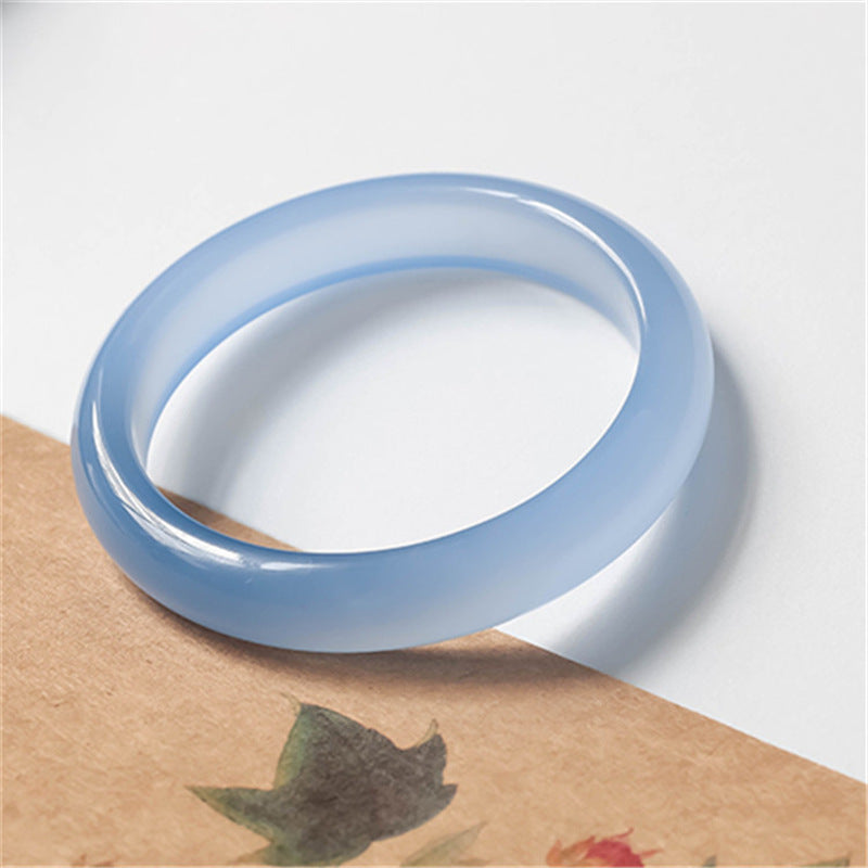 Buddha Stones Blue Chalcedony Emotional Balance Bracelet Bangle