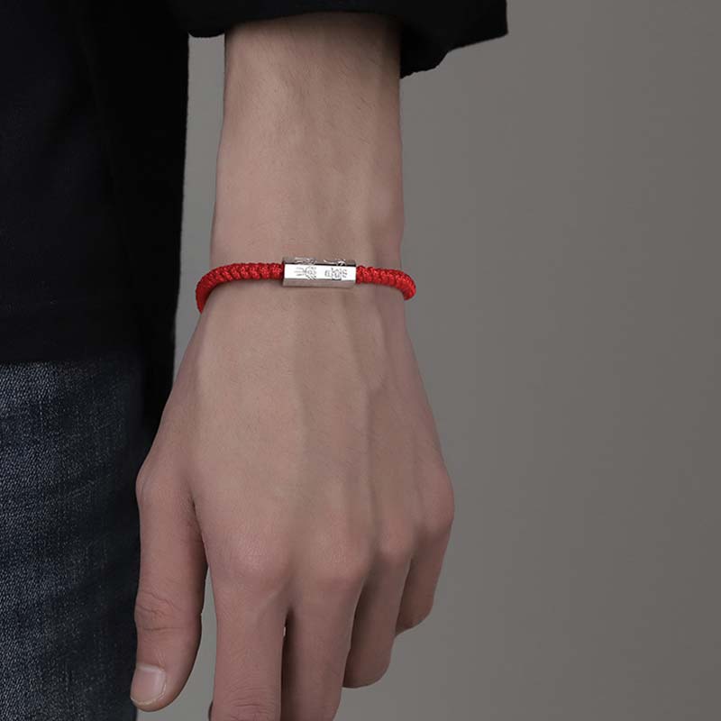 EverestArtstudios 925 Sterling Silver Letter Engraving Blessing String Bracelet